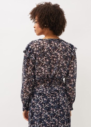 Phase Eight Lola Floral Co-Ord Shirts Navy/Pink Canada | JVPBIA-386